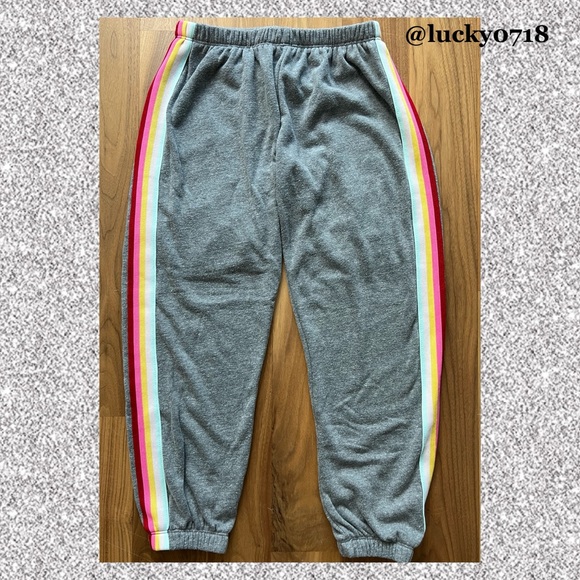 Spiritual Gangster Pants - Spiritual Gangster Gray with side Rainbow Stripe Sweatpants Sz S